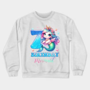 Unicorn Mermaid 7th Birthday 7 Year Old Party Girls B-day Gift For Girls Kids Crewneck Sweatshirt